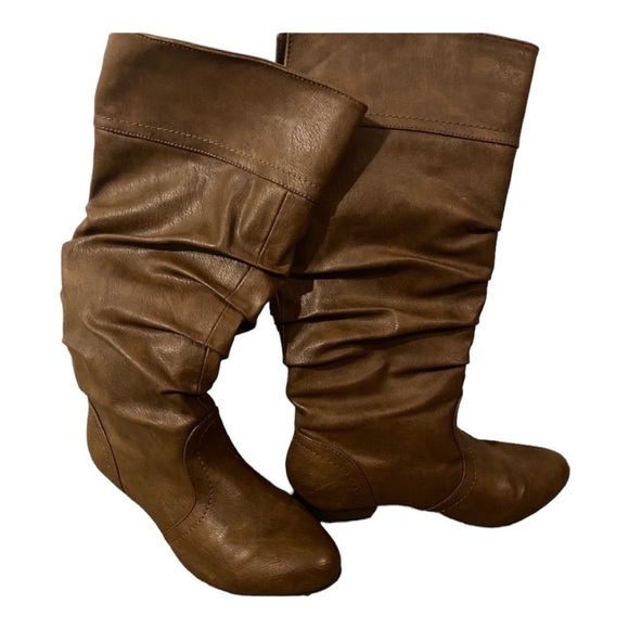 Kohls High Brown Faux Leather Boots - Picture 1 of 6
